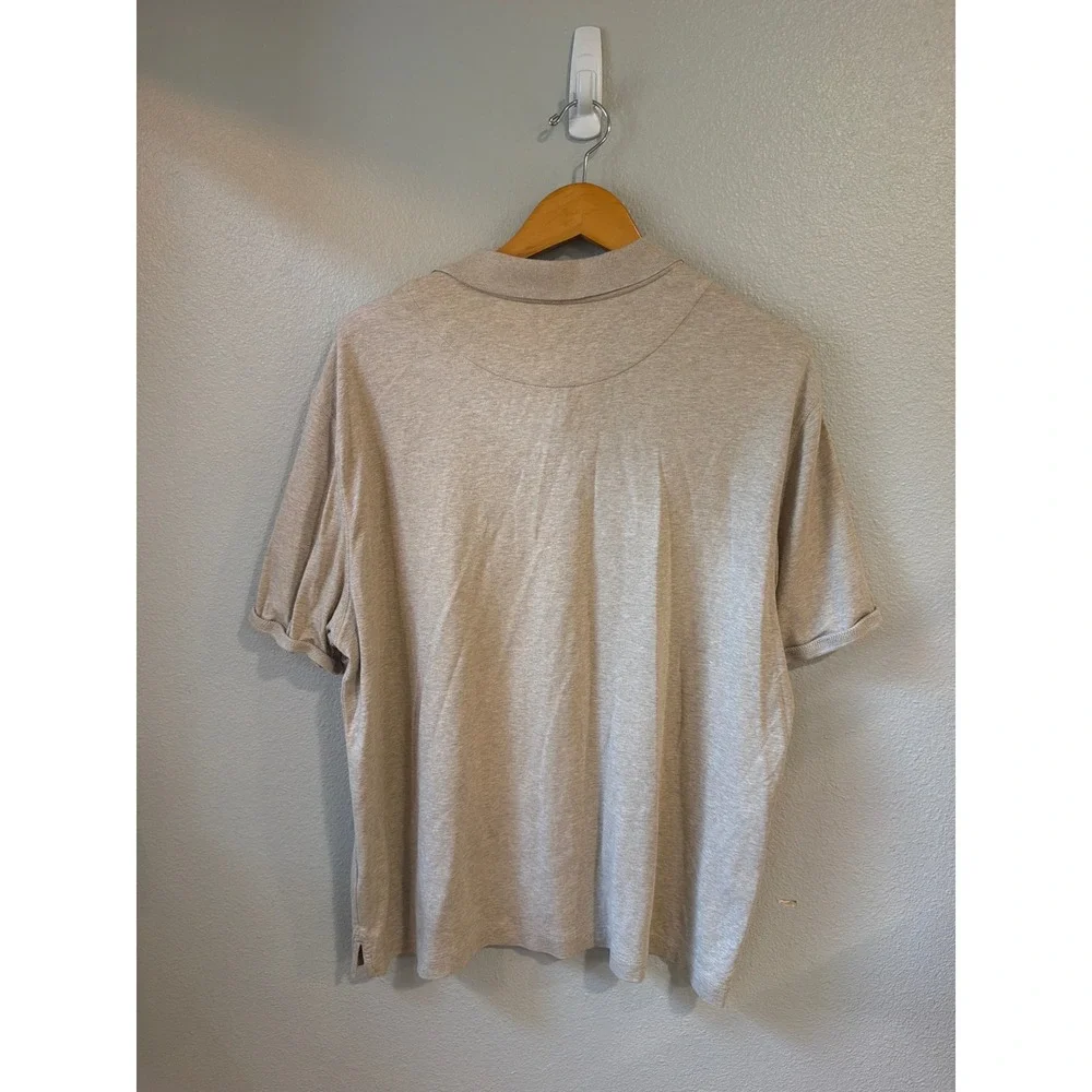 Banana Republic Polo Shirt Mens XL Oatmeal Beige Cotton Short Sleeve Heathered